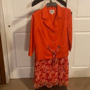 GSA Red /Flowers 2PC Skirt Suit 16